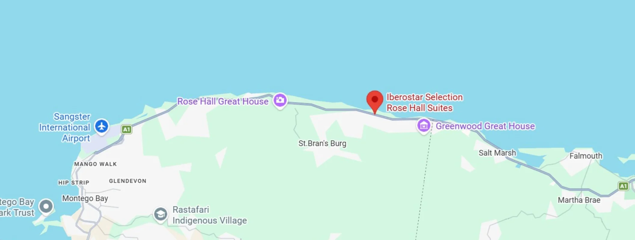 Map showing location of Iberostar Selection Rose Hall Suites in Jamaica