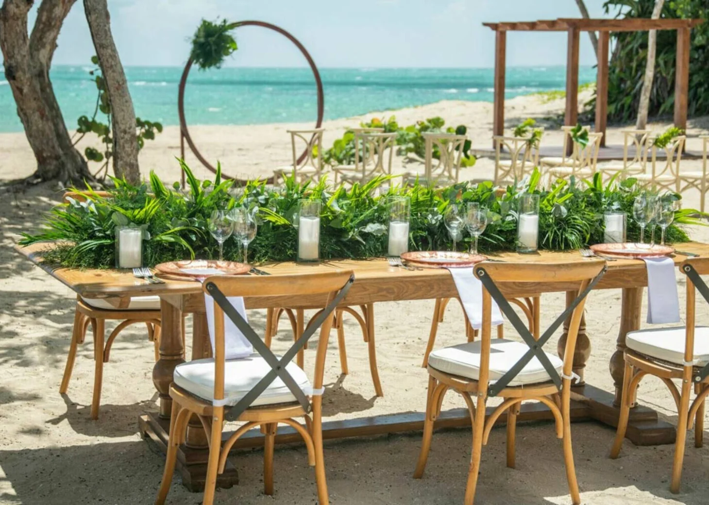 beach reception setup at Iberostar Waves Costa Dorada