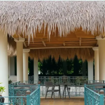 Palapa roof gazebo venue with white columns and outdoor seating at Iberostar Costa Dorada, Puerto Plata