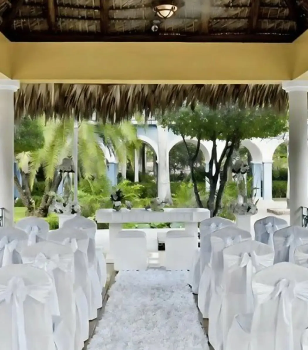 Plaza Colonial gazebo wedding ceremony setup at Iberostar Waves Costa Dorada, Puerto Plata
