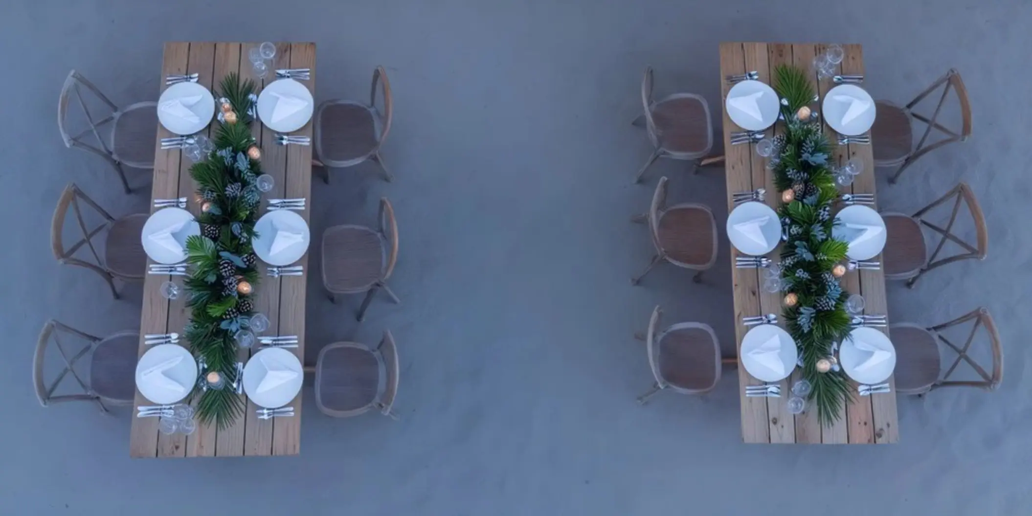 Overhead view of a beach wedding reception setup at Iberostar Waves Costa Dorada, Puerto Plata