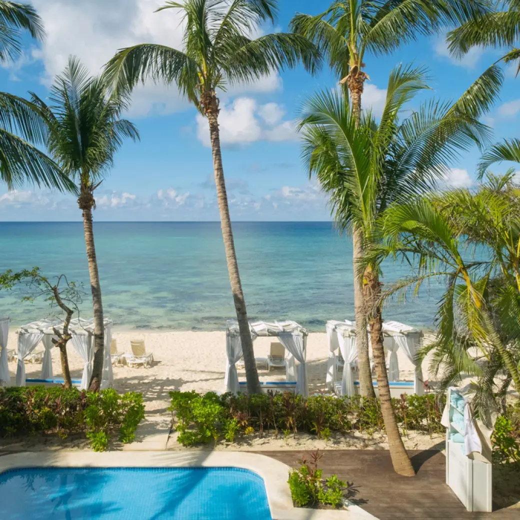 Private pool and beach cabanas at Iberostar Waves Cozumel, Cozumel