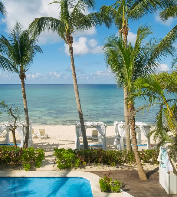 Private pool and beach cabanas at Iberostar Waves Cozumel, Cozumel