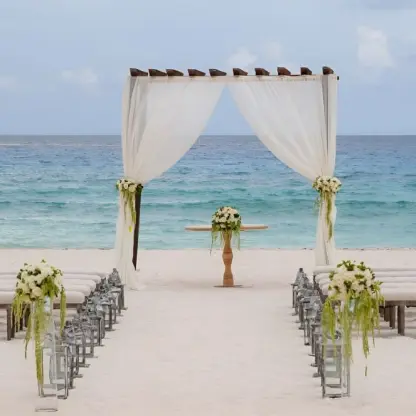 Beachfront wedding ceremony setup at Iberostar Waves Cozumel, Cozumel