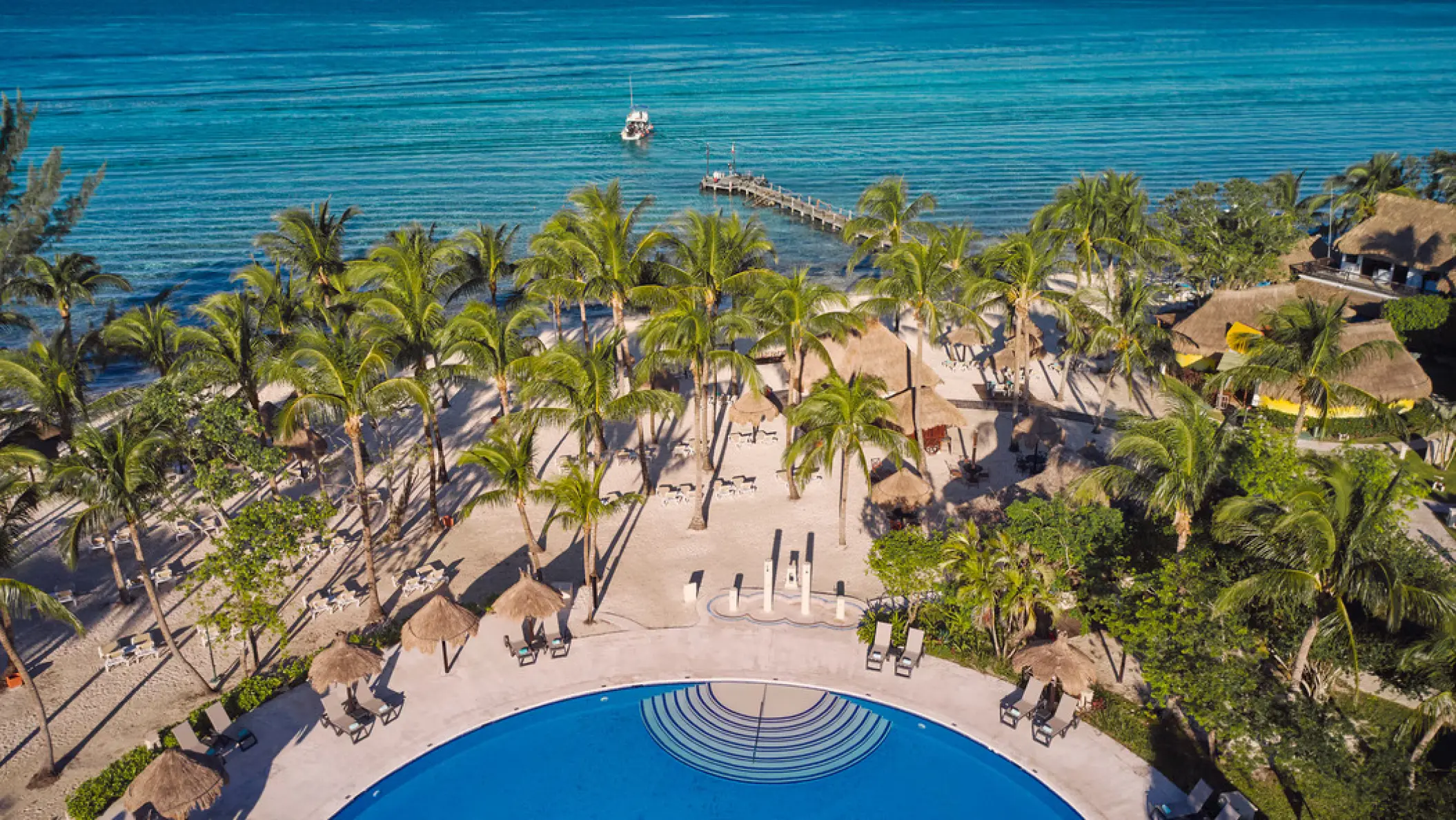 Aerial view of the pool and beachfront at Iberostar Waves Cozumel, Cozumel