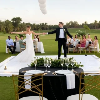 couple and guests at the garden venue at Iberostar Waves Dominicana