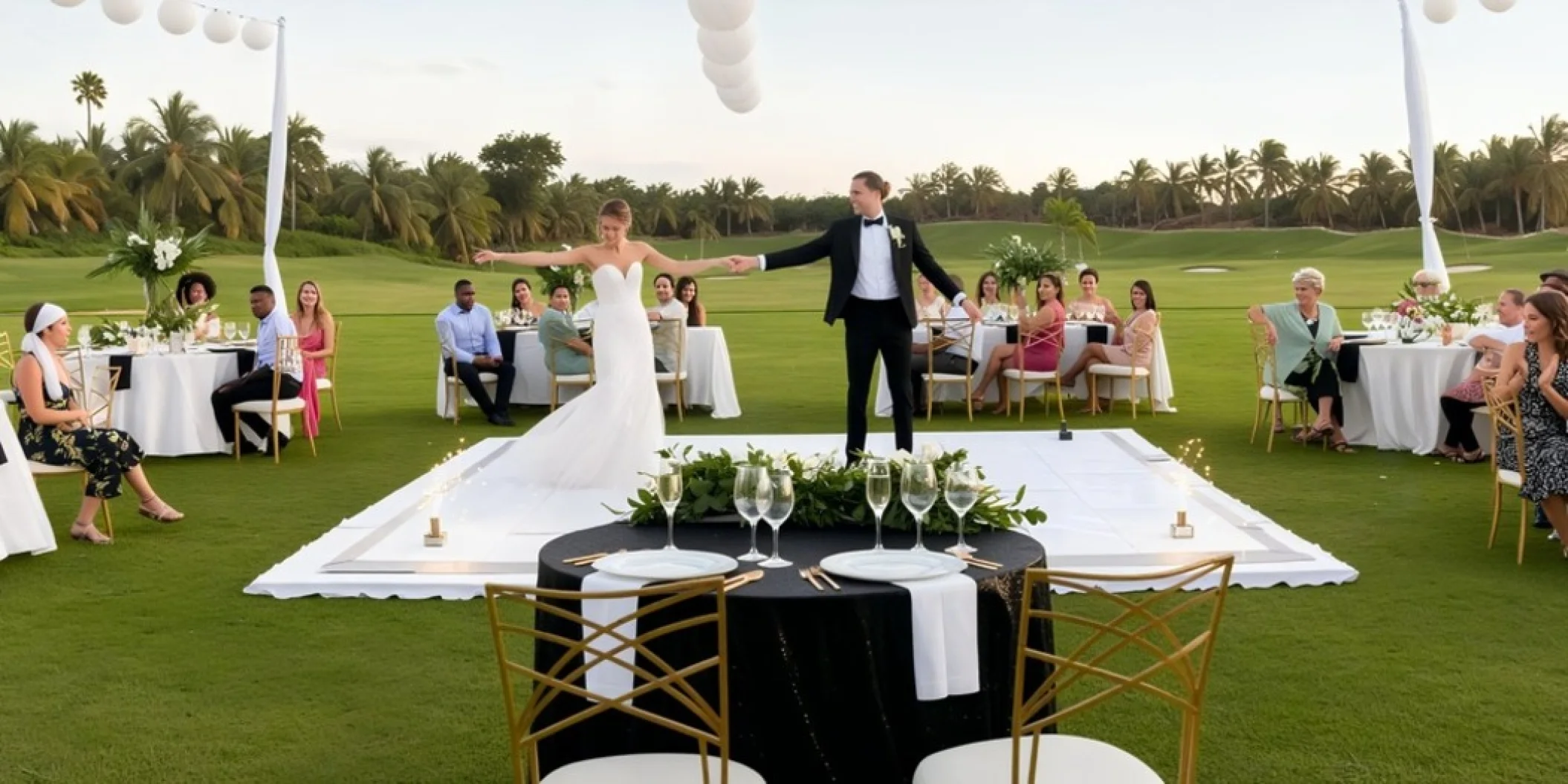 couple and guests at the garden venue at Iberostar Waves Dominicana