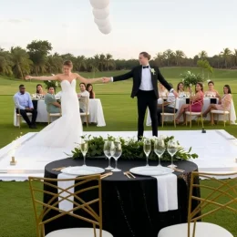 couple and guests at the garden venue at Iberostar Waves Dominicana