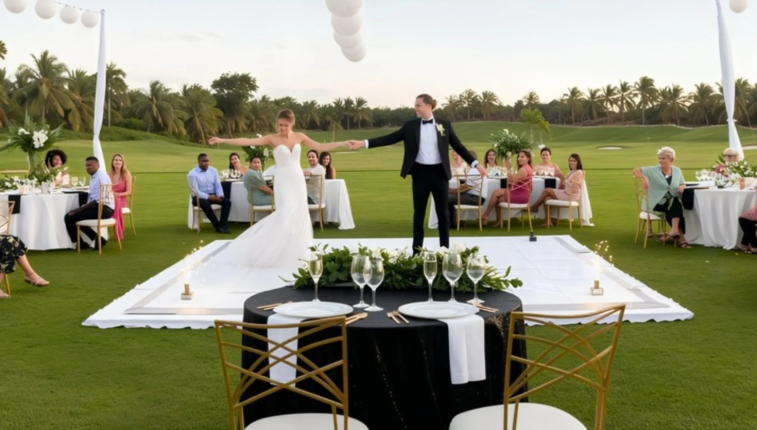 couple and guests at the garden venue at Iberostar Waves Dominicana