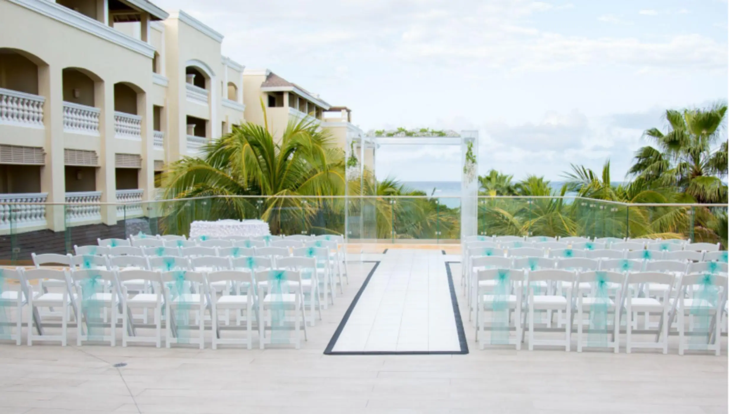 wedding setup at bob marley terrace at Iberostar Waves Rose Hall Beach