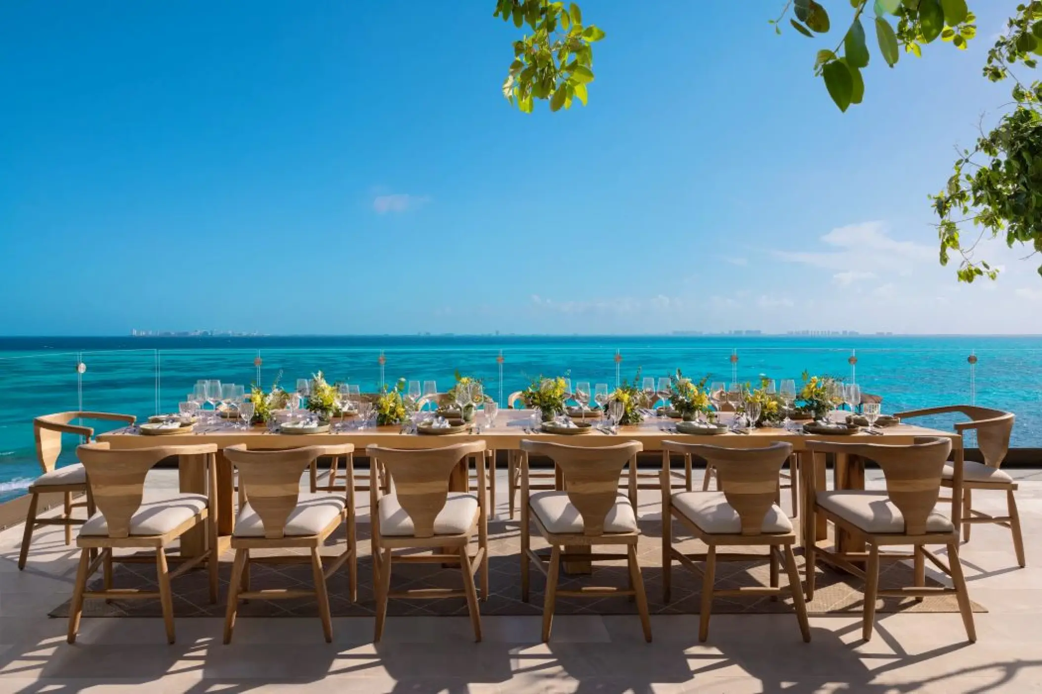 Outdoor wedding reception table on a terrace at Impression Isla Mujeres, Isla Mujeres