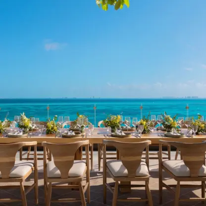 Sunrise Terrace wedding reception overlooking the ocean at Impression Isla Mujeres, Isla Mujeres