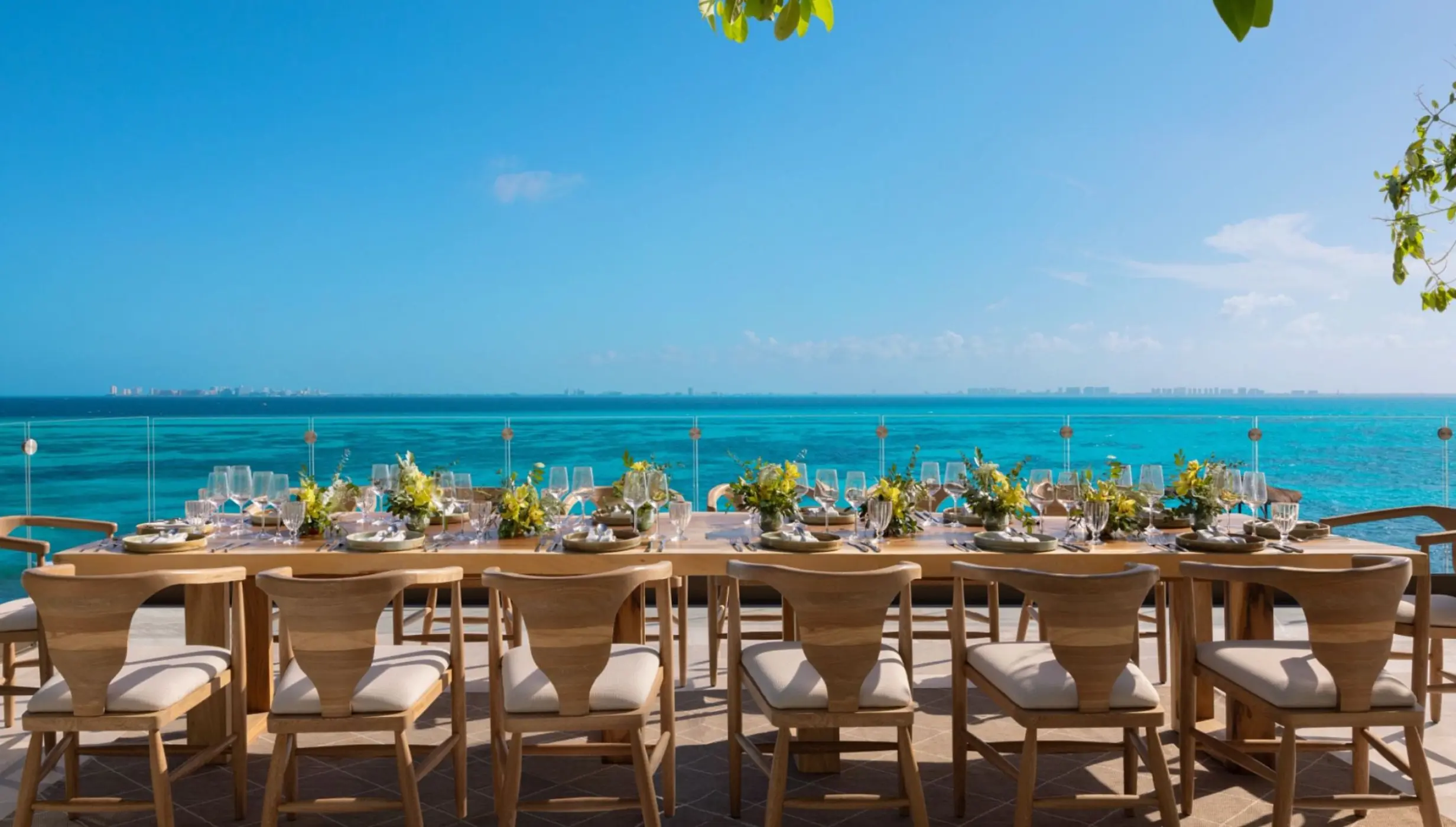 Sunrise Terrace wedding reception overlooking the ocean at Impression Isla Mujeres, Isla Mujeres