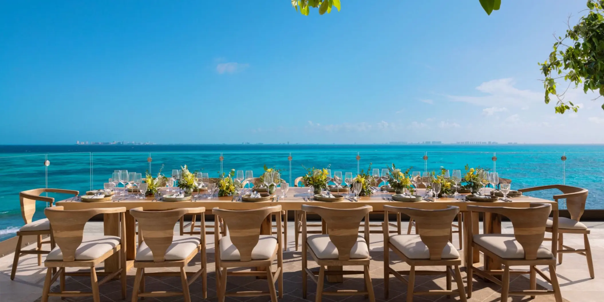 Sunrise Terrace wedding reception overlooking the ocean at Impression Isla Mujeres, Isla Mujeres