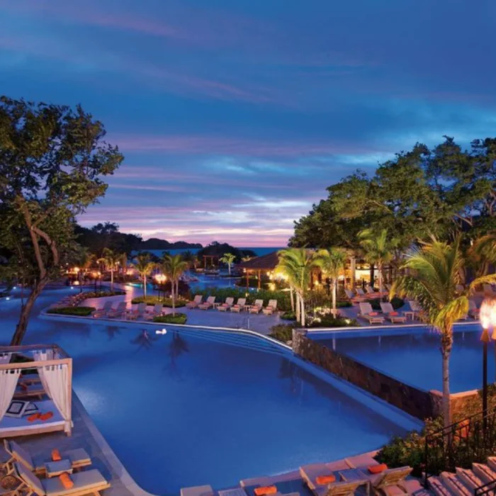 Pool illuminated in the evening at JW Marriott Costa Elena