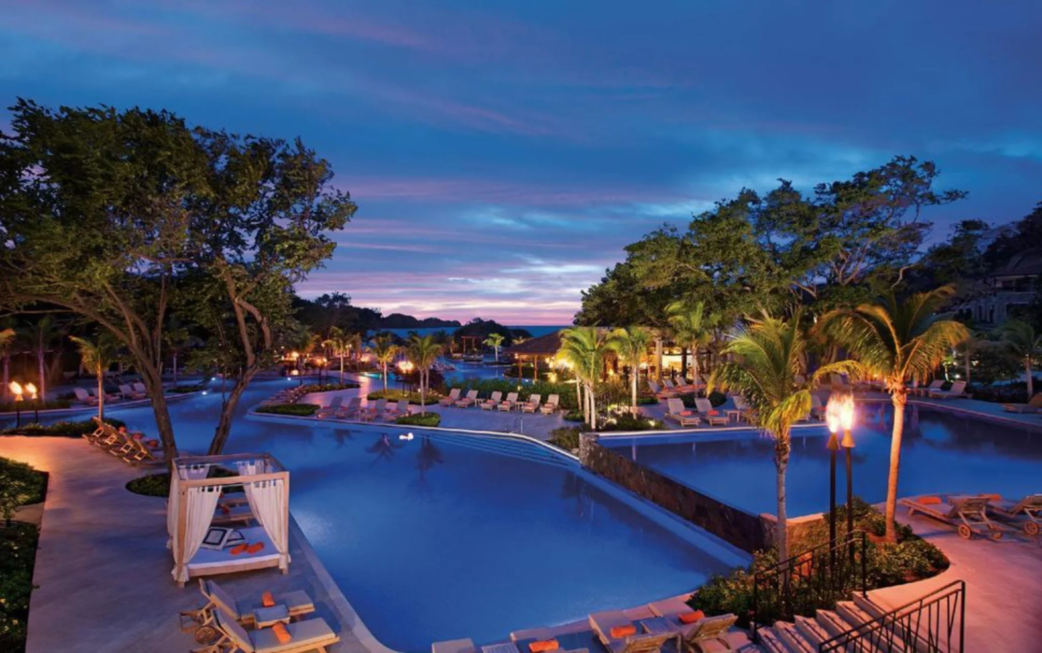 Pool illuminated in the evening at JW Marriott Costa Elena