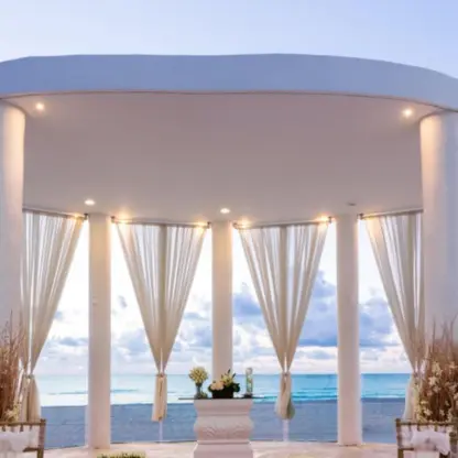 Blanc Gazebo wedding ceremony venue overlooking the beach at Le Blanc Spa Resort, Cancun