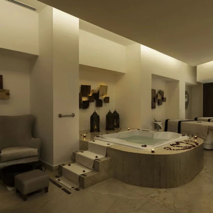 couples' treatment room in the spa at Le Blanc Spa Resort Cancun