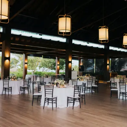 Covered outdoor wedding reception setup at Lopesan Costa Bavaro, Punta Cana