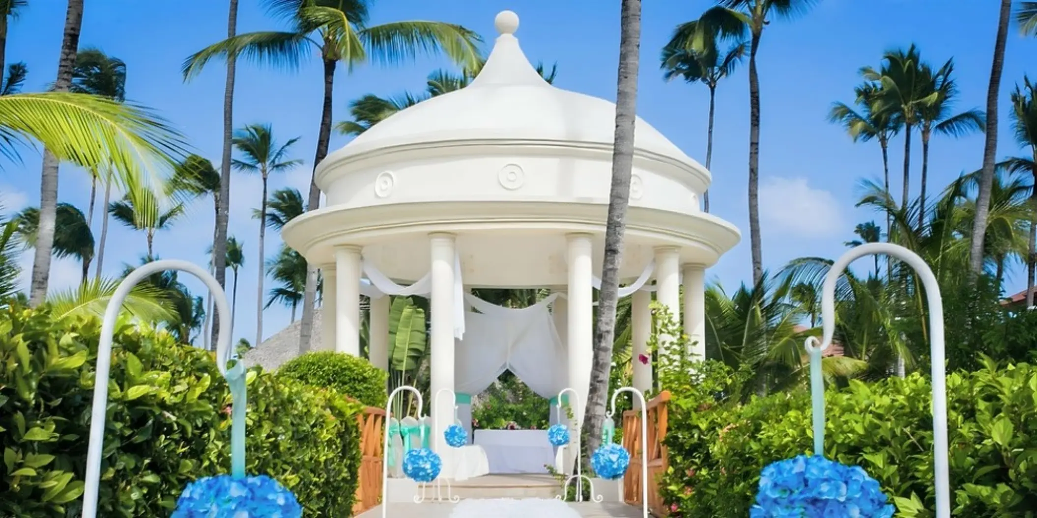 Garden gazebo wedding ceremony venue at Majestic Colonial, Punta Cana