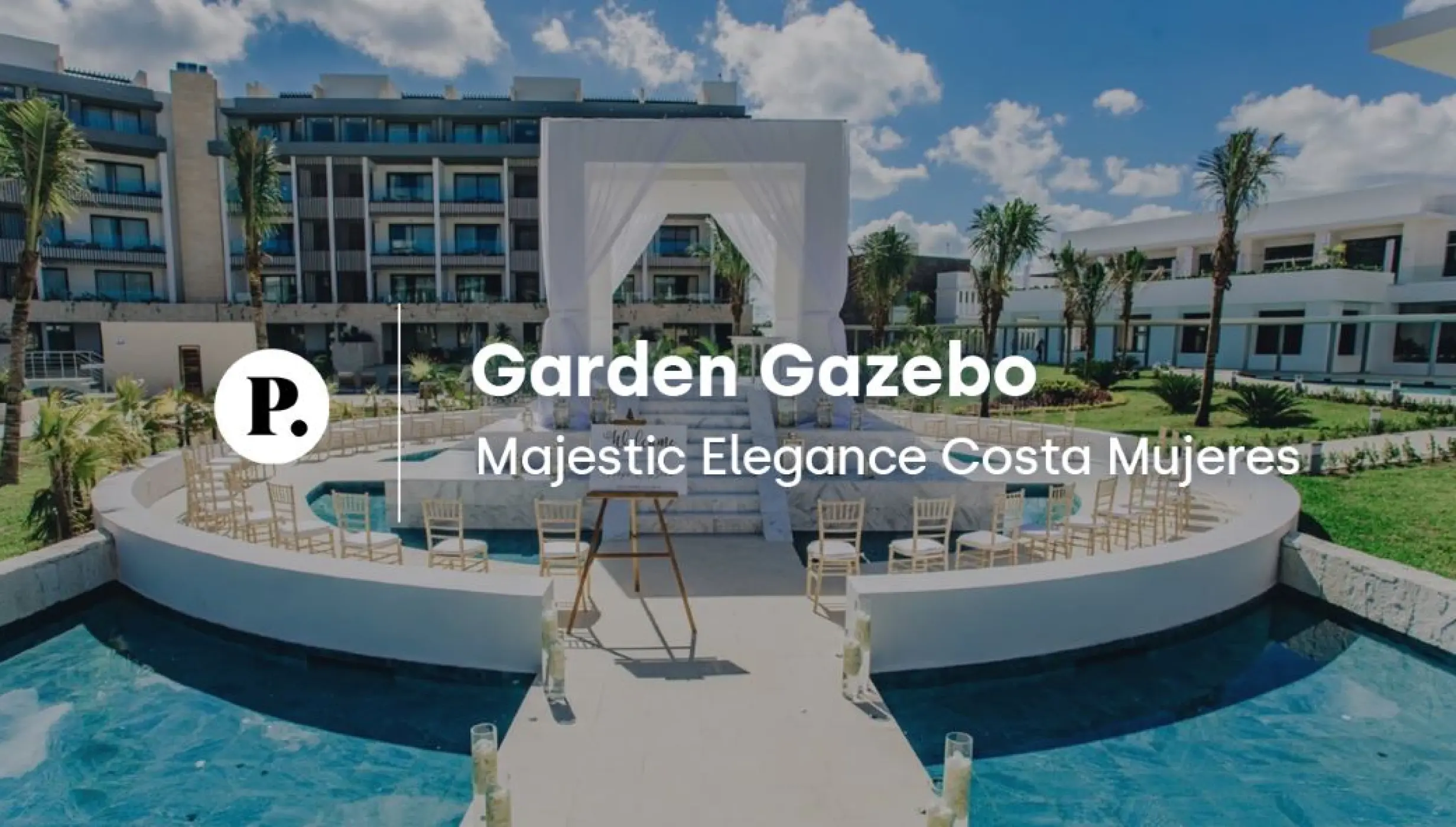 garden gazebo at wedding venue video review at Majestic Elegance Costa Mujeres