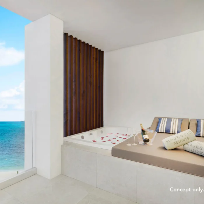 suite with hot tub in the balcony at Majestic Mirage Costa Mujeres