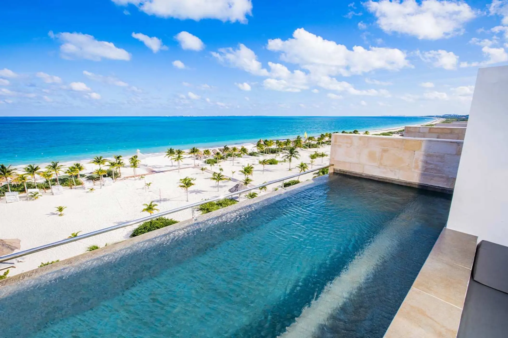 Private rooftop plunge pool overlooking the beach at Majestic Mirage Costa Mujeres, Cancun