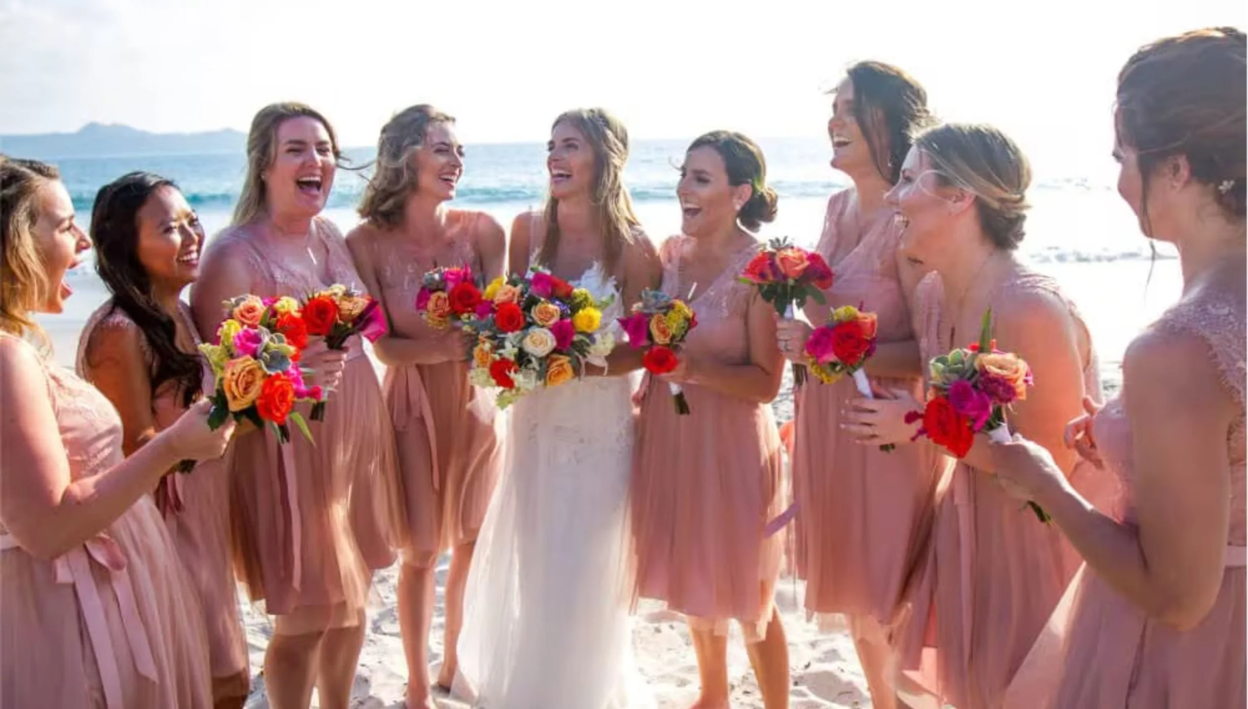 bride and bridesmaids at Margaritaville Beach Resort Playa Flamingo