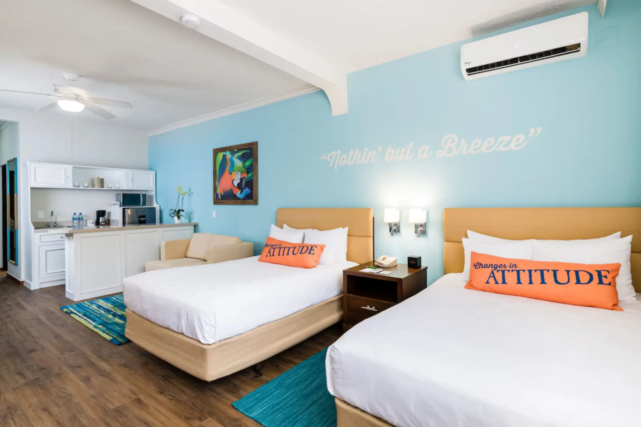 Guest room with two beds and a kitchenette at Margaritaville Beach Resort Playa Flamingo, Liberia