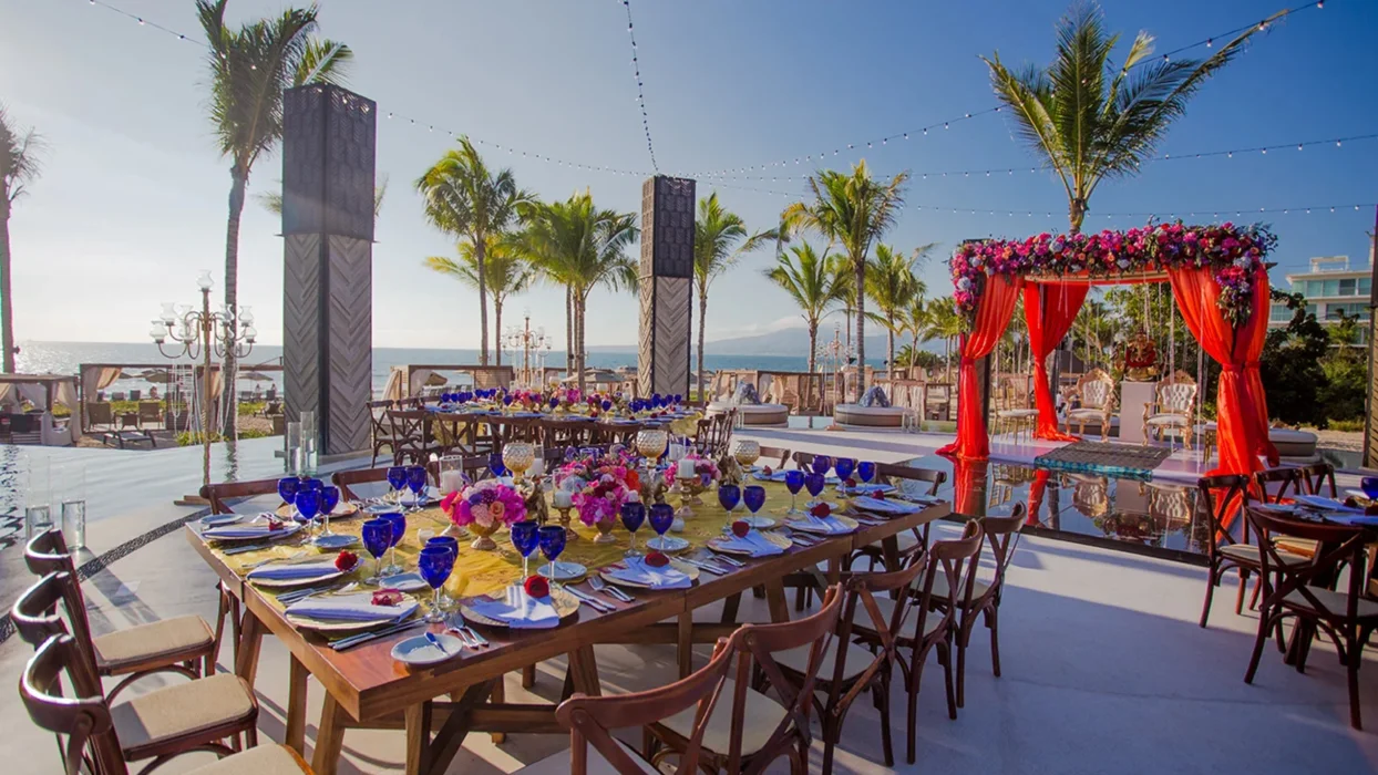 asian wedding reception setup at Armony Marival Resort & Spa Punta de Mita