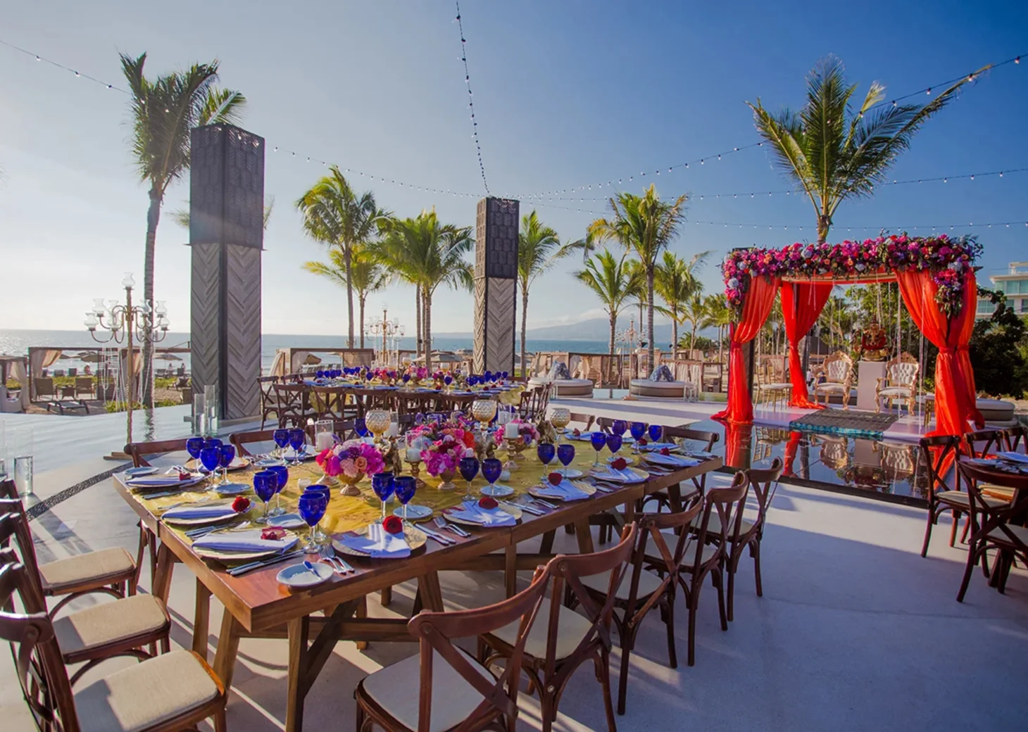 asian wedding reception setup at Armony Marival Resort & Spa Punta de Mita