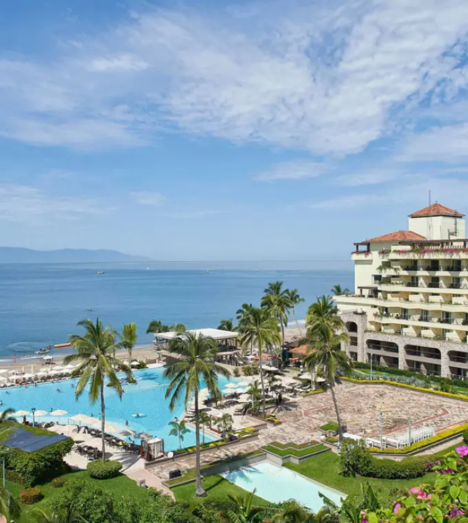 Marriott Puerto Vallarta ocean-view infinity pool and beachfront grounds, Puerto Vallarta