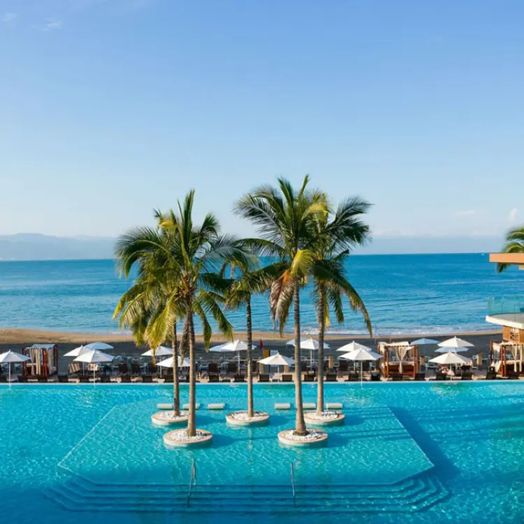 Marriott Puerto Vallarta infinity pool with palm trees overlooking the ocean, Puerto Vallarta