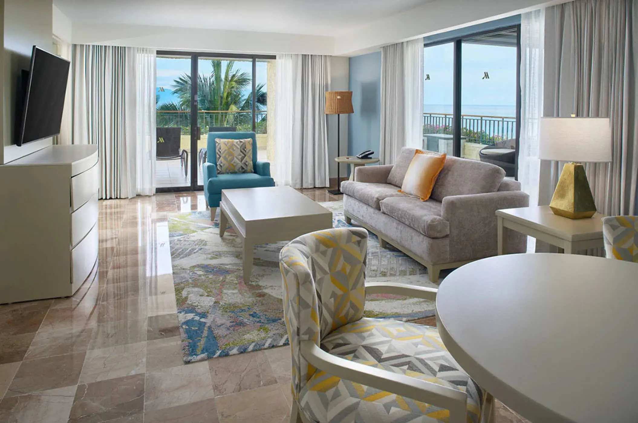 Ambassador Suite living area with ocean views at Marriott Puerto Vallarta, Puerto Vallarta