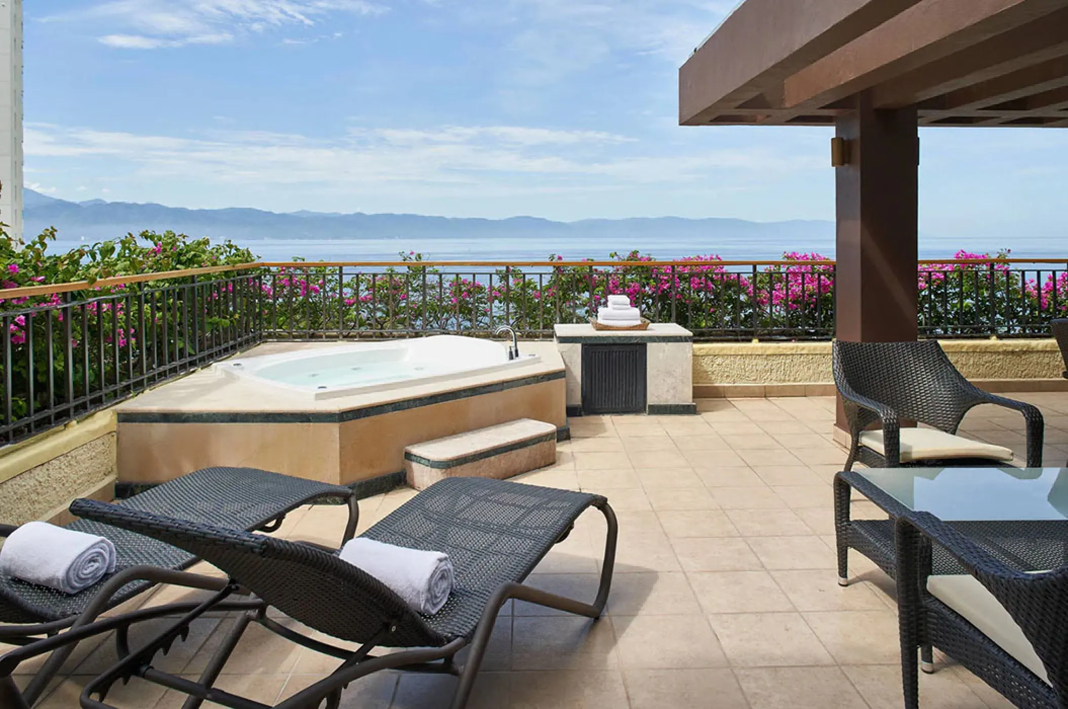 Marriott Puerto Vallarta suite terrace with a hot tub and ocean view, Puerto Vallarta