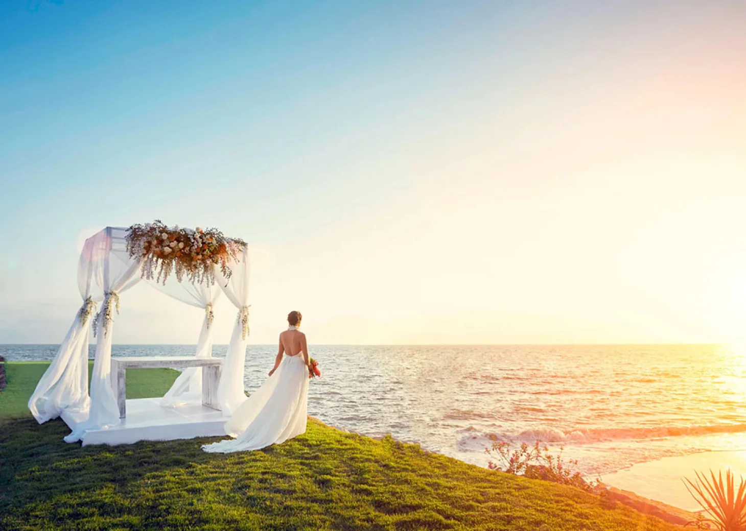 Bride at Marriott Puerto Vallarta garden