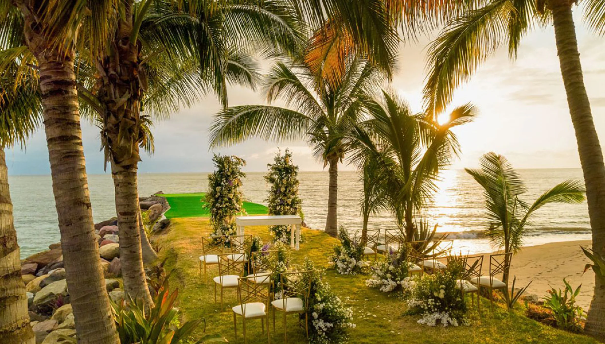Ceremony decor on the Jetty Wedding Venue at Marriott Puerto Vallarta
