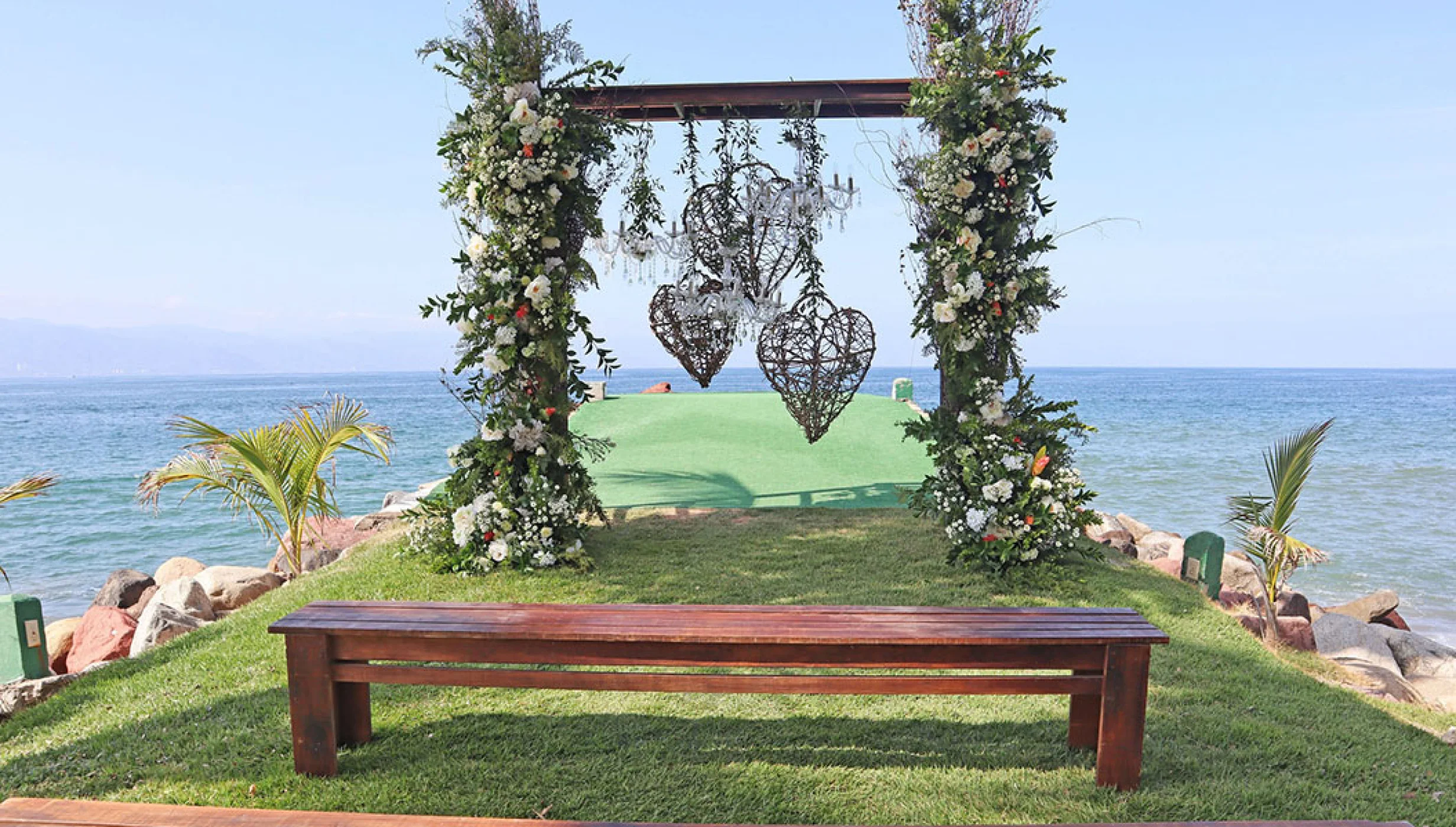 Ceremony decor on the Jetty Wedding Venue at Marriott Puerto Vallarta