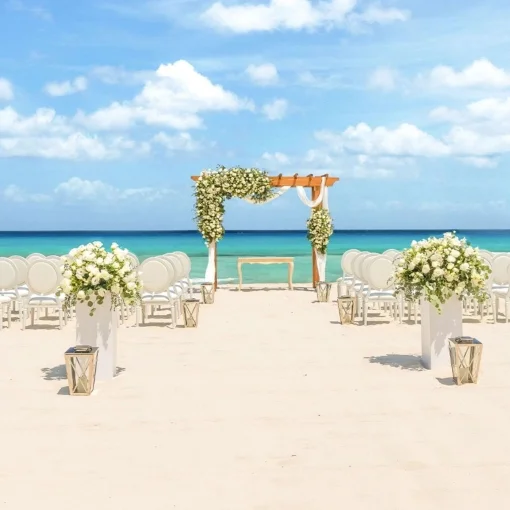 beach venue ceremony setup at Moon Palace Jamaica