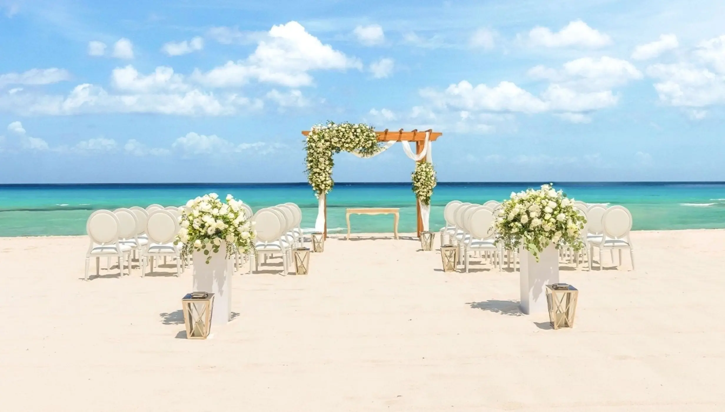 beach venue ceremony setup at Moon Palace Jamaica