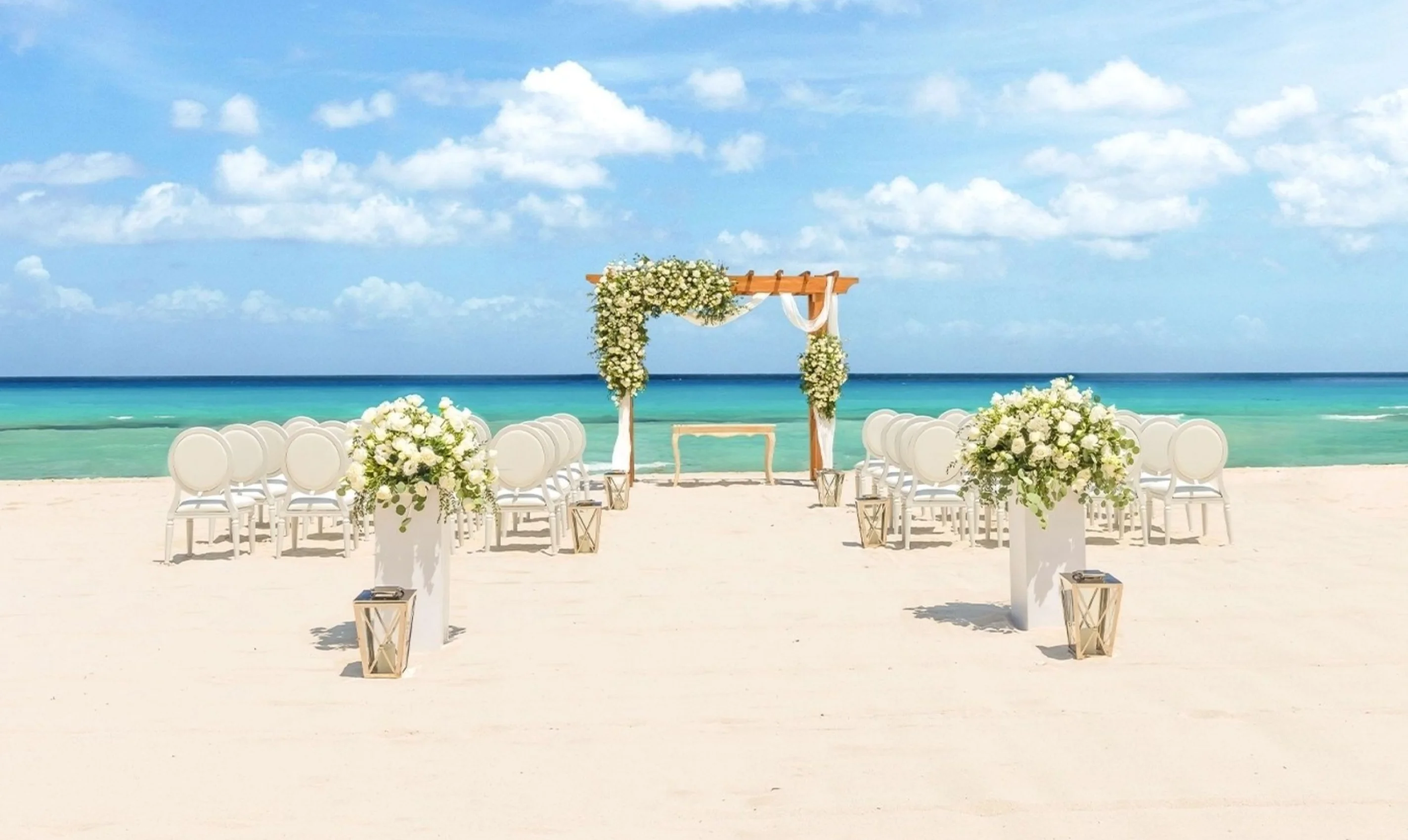 beach venue ceremony setup at Moon Palace Jamaica