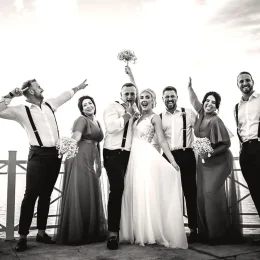 bride and groom and guests at Moon Palace Jamaica