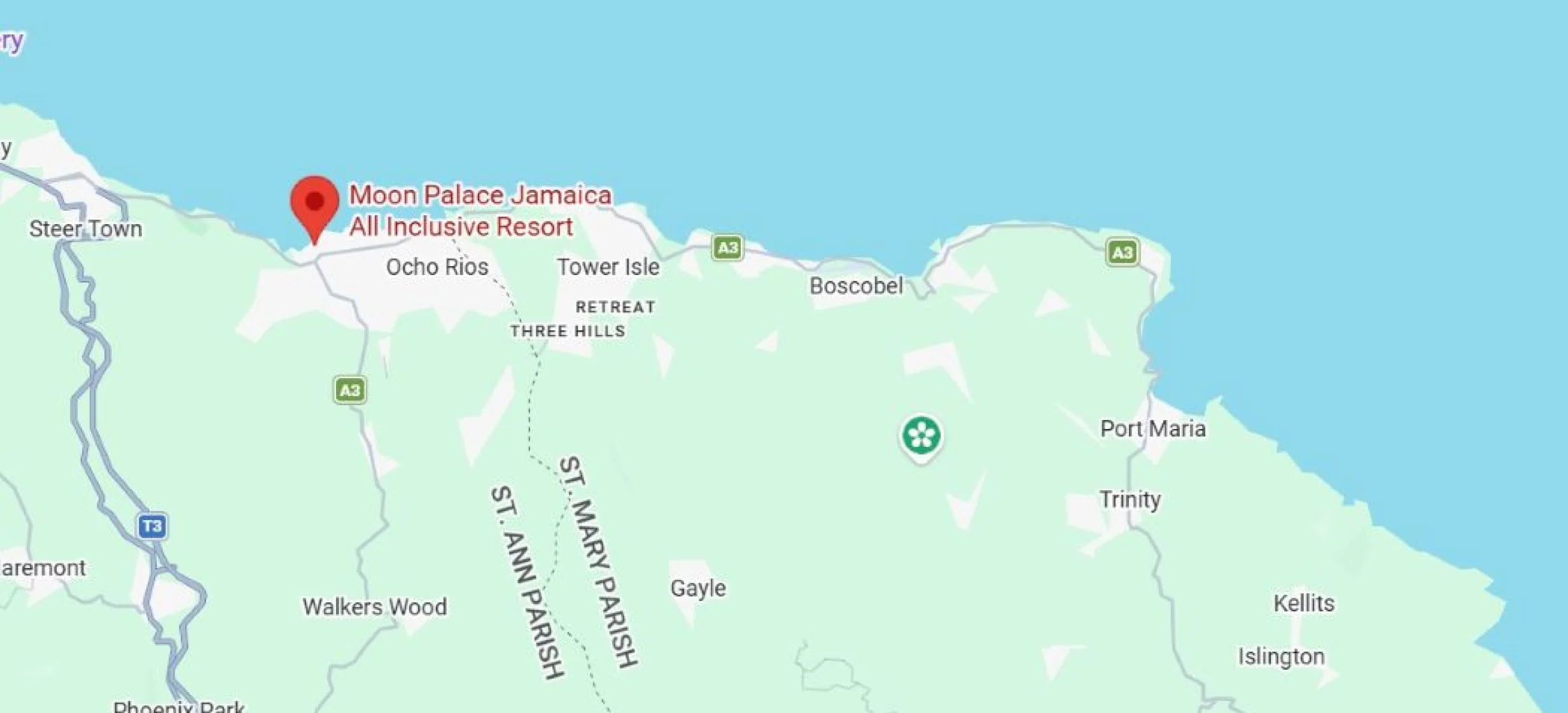 map showing location of moon palace jamaica