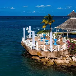 North Terrace wedding reception venue overlooking the ocean at Moon Palace Jamaica, Ocho Rios