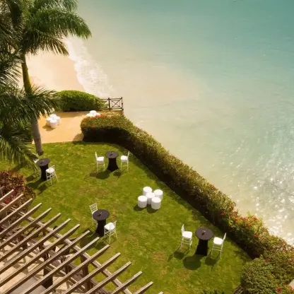 Overhead view of the Sun Garden wedding venue at Moon Palace Jamaica, Ocho Rios