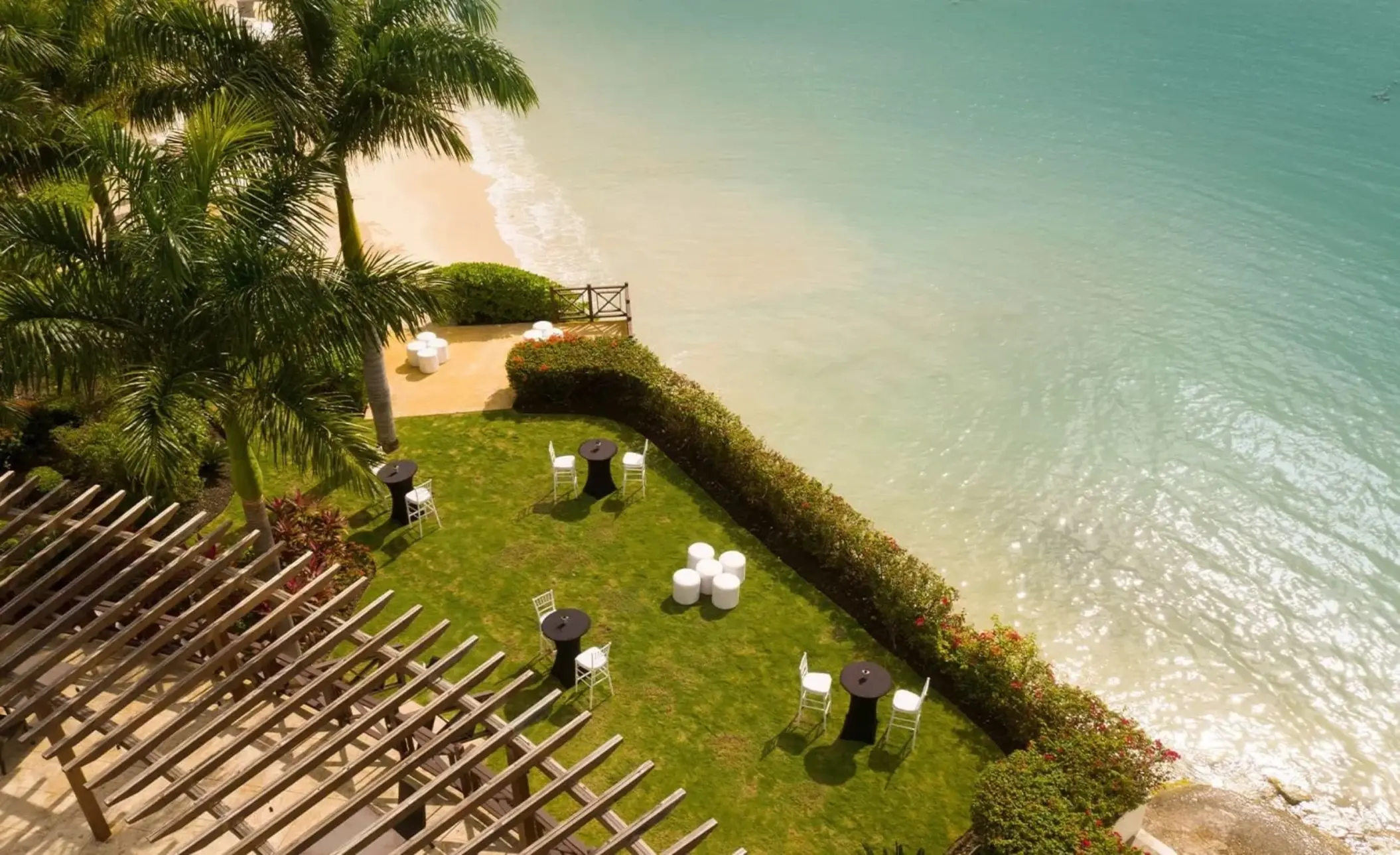 Overhead view of the Sun Garden wedding venue at Moon Palace Jamaica, Ocho Rios