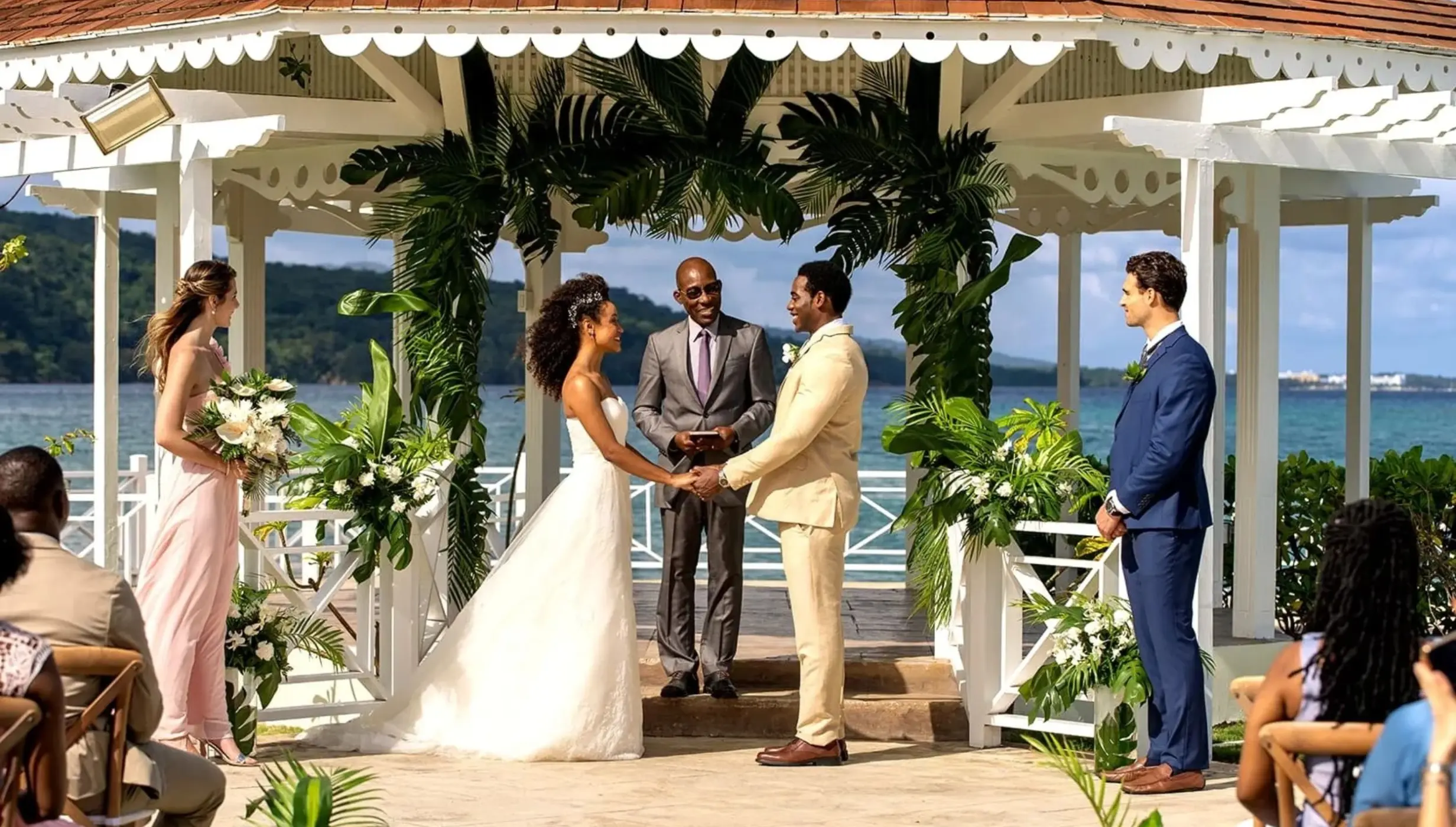 wedding ceremony at the gazebo sur venue at Moon Palace Jamaica