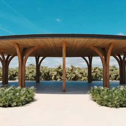 Cayena Terrace wedding ceremony venue with wooden pillars at Moon Palace Punta Cana