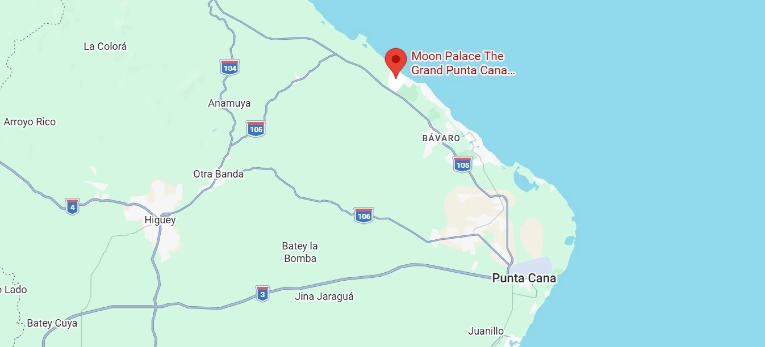 map showing location of Moon Palace The Grand Punta Cana in the Dominican Republic