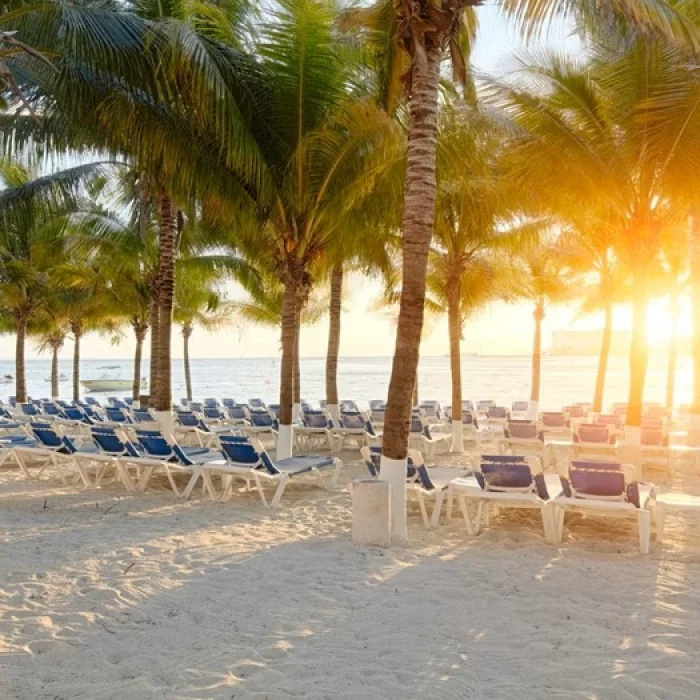 sunrise over the sea and beach at Occidental Costa Cancun